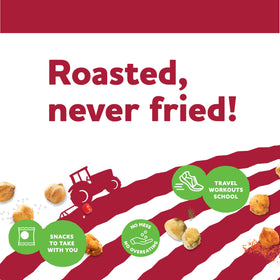 Three Farmers Roasted Fava Beans Sweet Chili flavor—bold vegan bite.