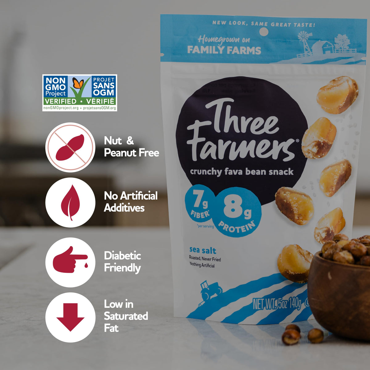 Three Farmers Roasted Fava Beans Variety Pack—three flavors in one box.