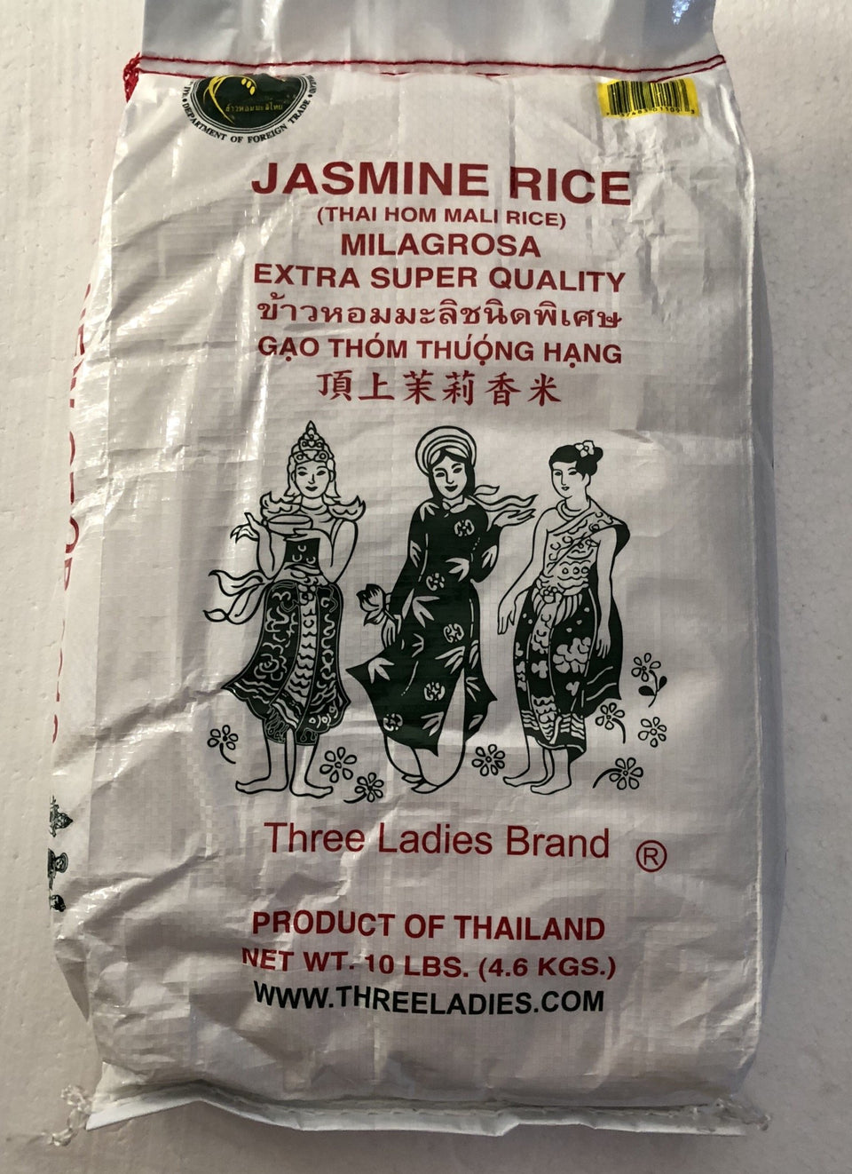 Three Ladies Jasmine Rice bag – 10 lb package for daily cooking.