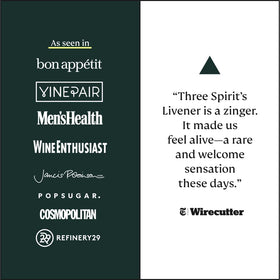 Gift-ready Three Spirit Livener packaging appealing to health-minded hosts