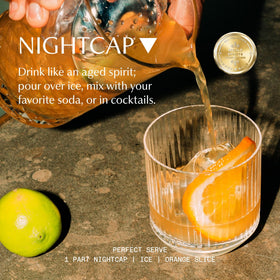 Three Spirit Nightcap bottle label closeup highlights premium botanicals and craft.