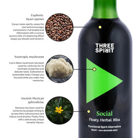 Three Spirit Social Elixir served in a glass with ice for social moments.