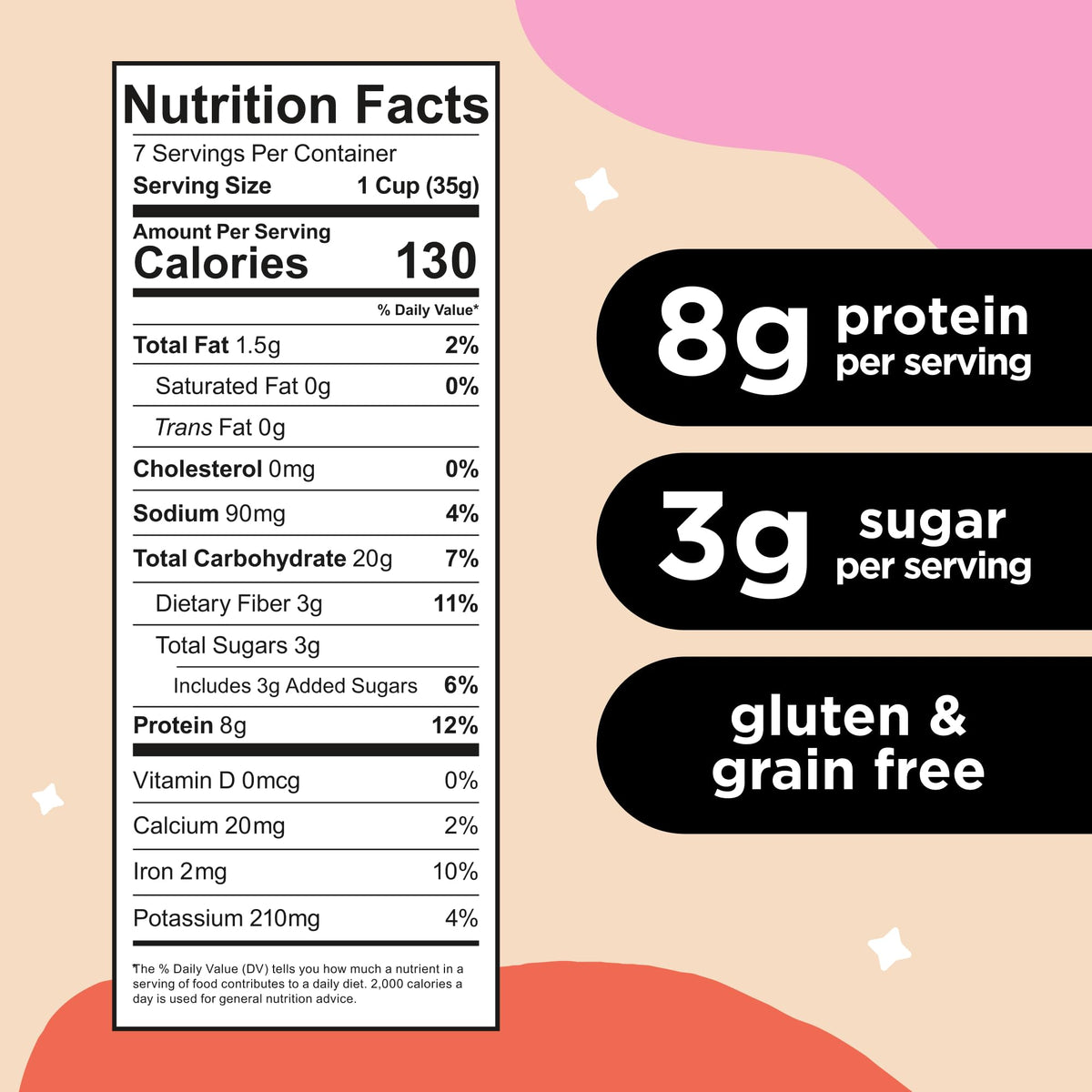 Three Wishes Cinnamon cereal packaging close-up, emphasizing Non-GMO and gluten-free attributes.
