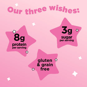 Three Wishes cereal bowl with strawberry flavor for a protein-rich breakfast.