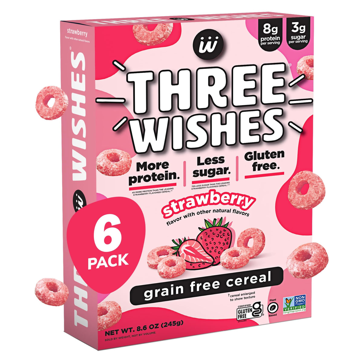 Three Wishes grain-free protein breakfast cereal box for a gluten-free morning.