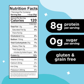 Three Wishes grain-free cereal milk pour demonstrates crunchy texture and protein.