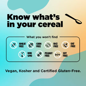 Three Wishes grain-free protein cereal Honey flavor box satisfies cravings with low sugar.