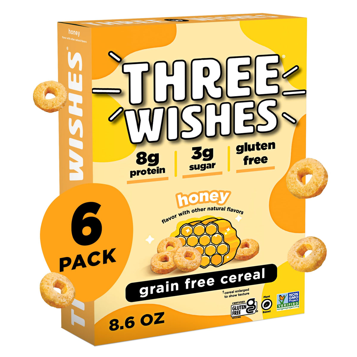 Three Wishes Honey cereal in a bowl ready for a protein-packed breakfast.