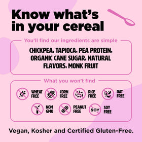 Three Wishes Marshmallow Cereal ingredients on shelf emphasizing gluten-free and non-GMO qualities.