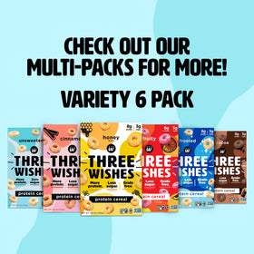 Three Wishes protein cereal honey serving bowl showing gluten free breakfast