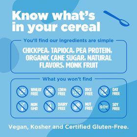 Three Wishes Vanilla Frosted cereal ingredients list showcasing non-GMO and vegan-friendly qualities.