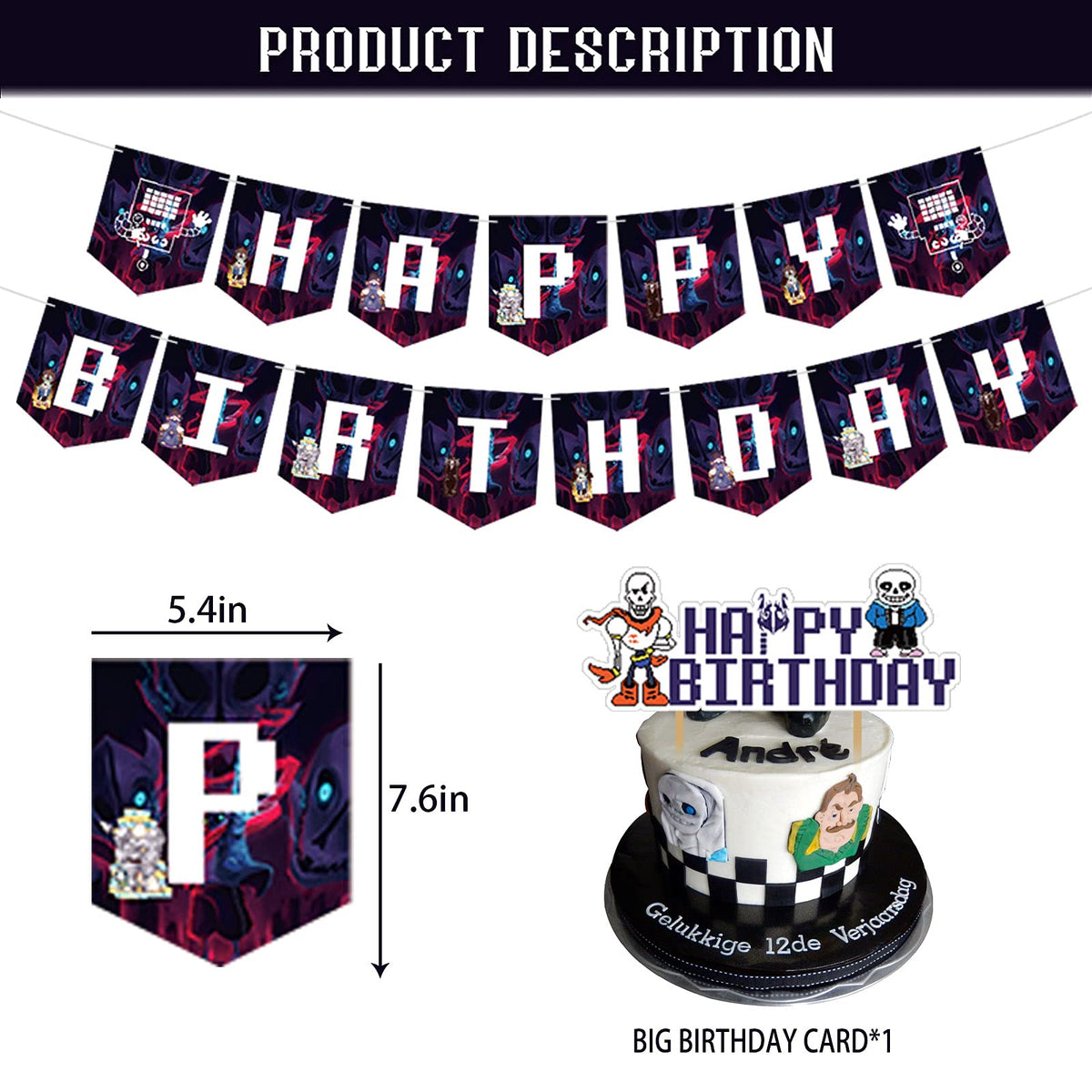 THREEMAO Undertale cake topper enhances centerpiece with character detail.