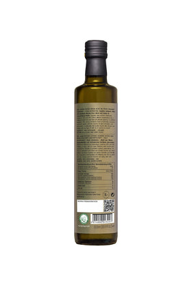 Threpsi Organic Olive Oil bottle pour for precise sautéing and finishing.