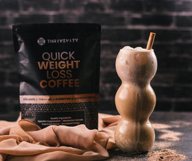 Thrivevity Instant Mushroom Coffee 30 servings packaging ideal for on-the-go routines.