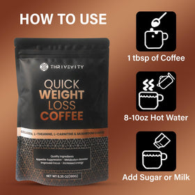 Thrivevity Instant Mushroom Coffee label closeup shows clean ingredients and lab-tested quality.