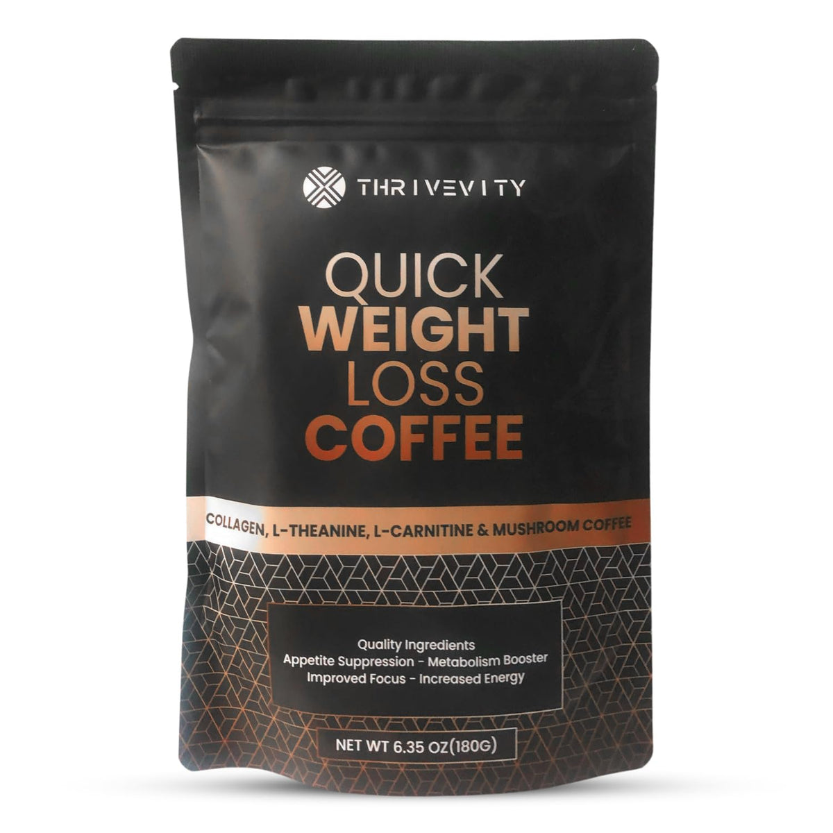 Thrivevity Instant Mushroom Coffee bottle label with Lion’s Mane for focused mornings.