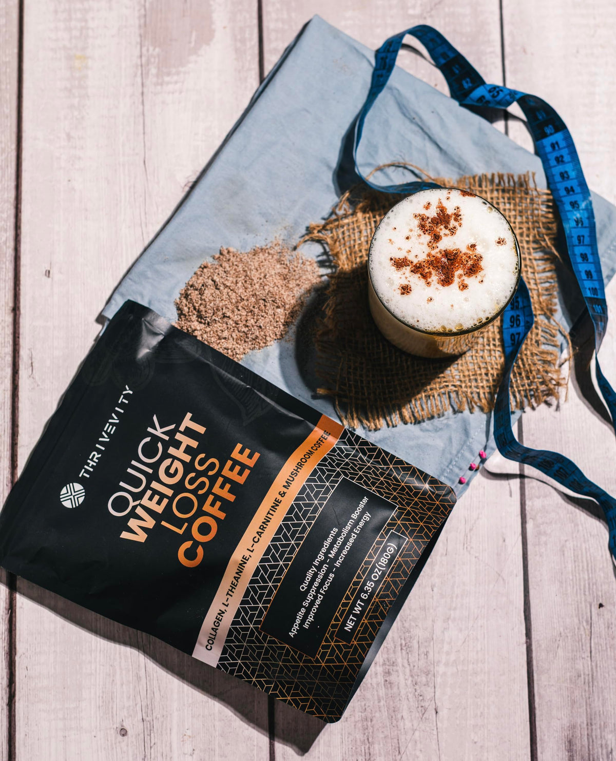 Thrivevity Instant Mushroom Coffee steamy morning cup ready for focus and energy.
