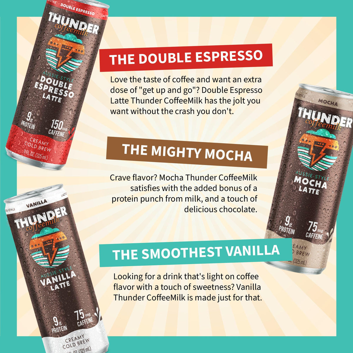Thunder Coffeemilk ready-to-drink coffee cans suited for mornings or late study sessions