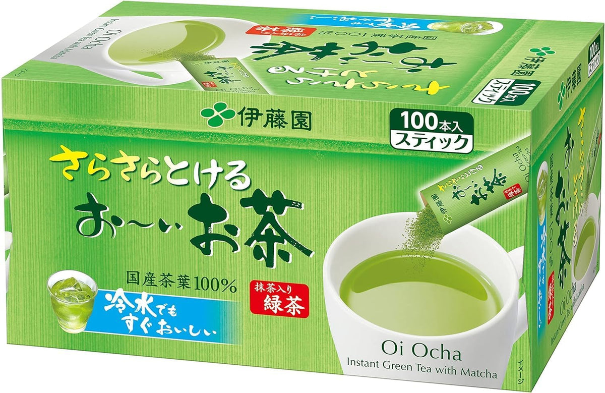 Thunder Tech Ito-en Oi Ocha tea bags close-up highlighting first-grade tea leaves.