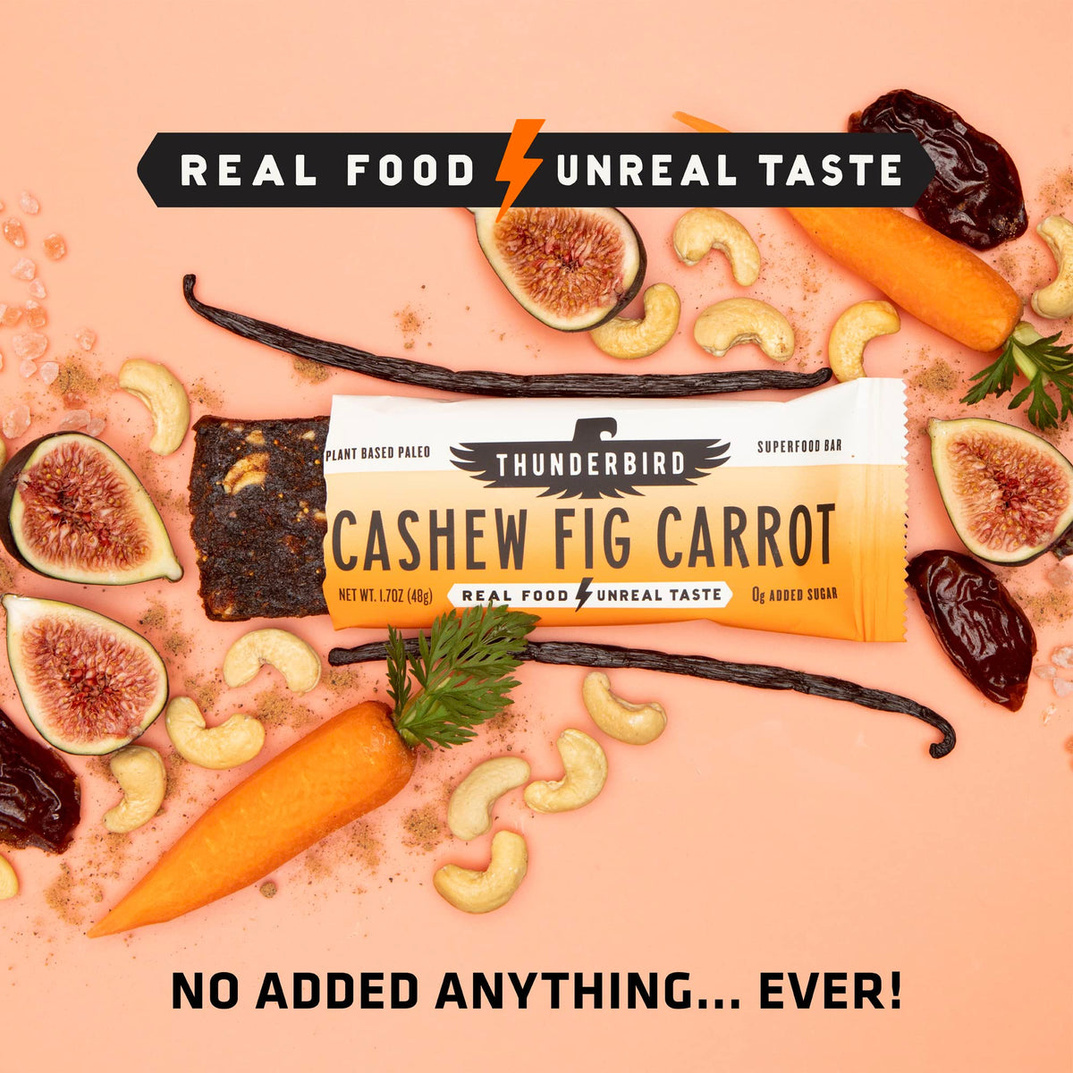 Thunderbird Real Food Bars opened box with multiple bars ready to enjoy.