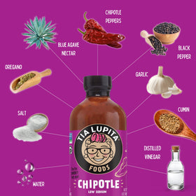 Pour action of TIA LUPITA Chipotle Hot Sauce for easy seasoning.