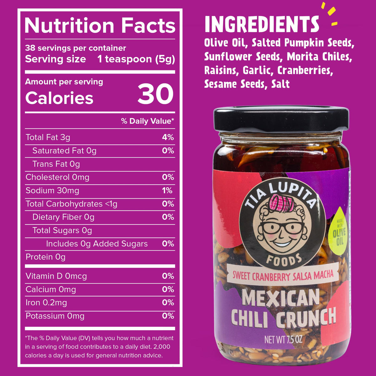 TIA LUPITA Glass jar pack showcases authentic Mexican snack with natural ingredients.