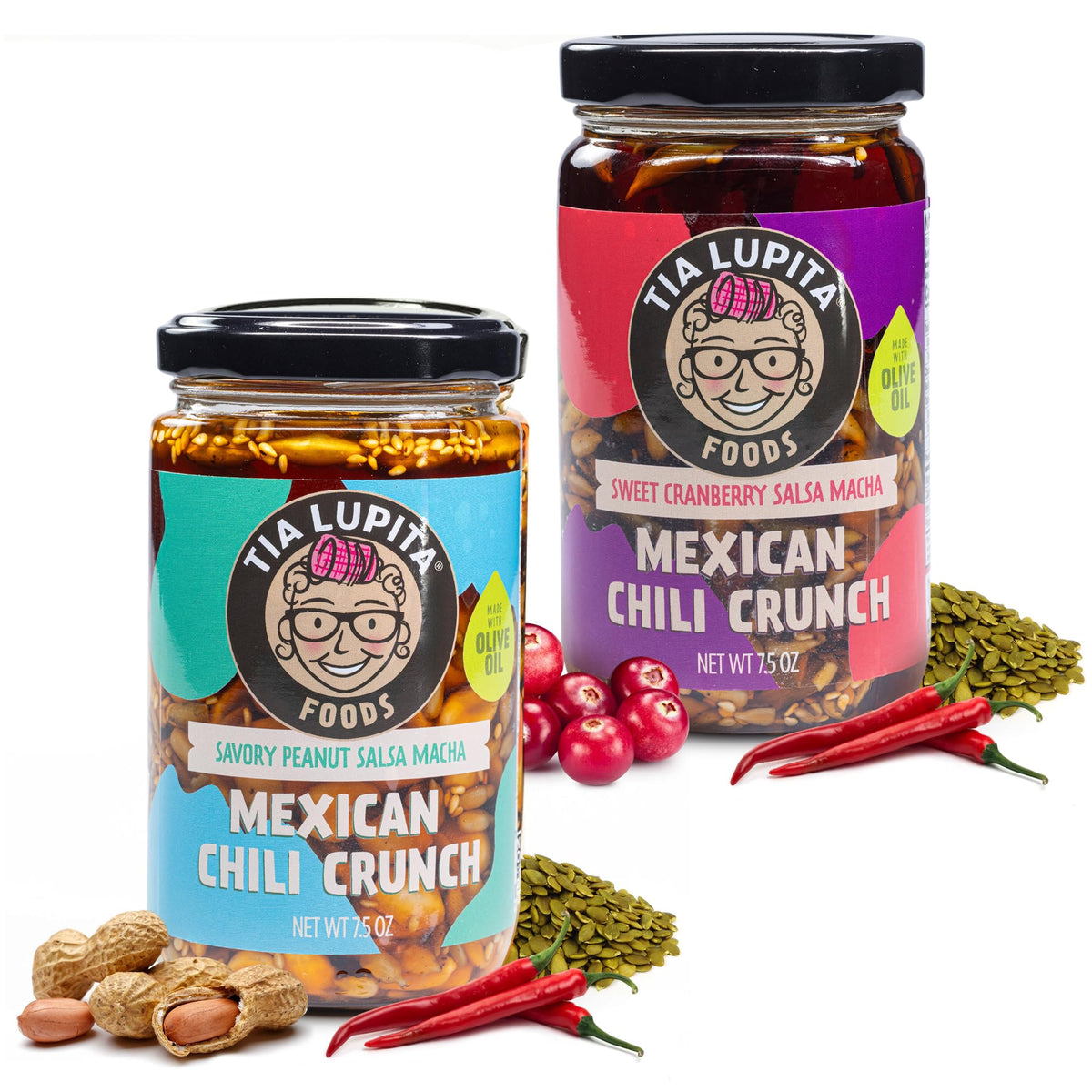 TIA LUPITA Salsa Macha Crunch oil bottle with Morita peppers for bold flavor