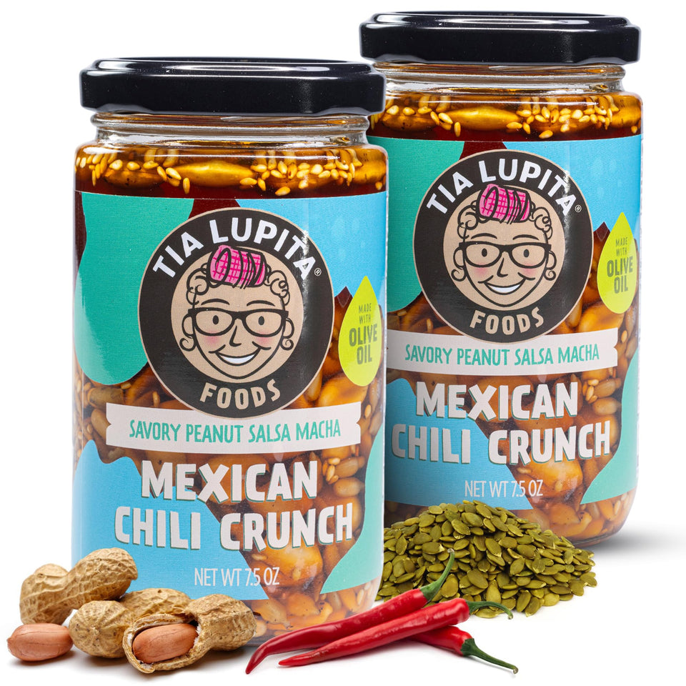 TIA LUPITA Salsa Macha oil bottle pour showing bold flavor for finishing dishes