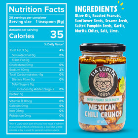 TIA LUPITA soup or stew being enhanced with a flavorful oil addition