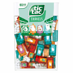 Tic Tac packaging showing 60 mini boxes for on-the-go freshness