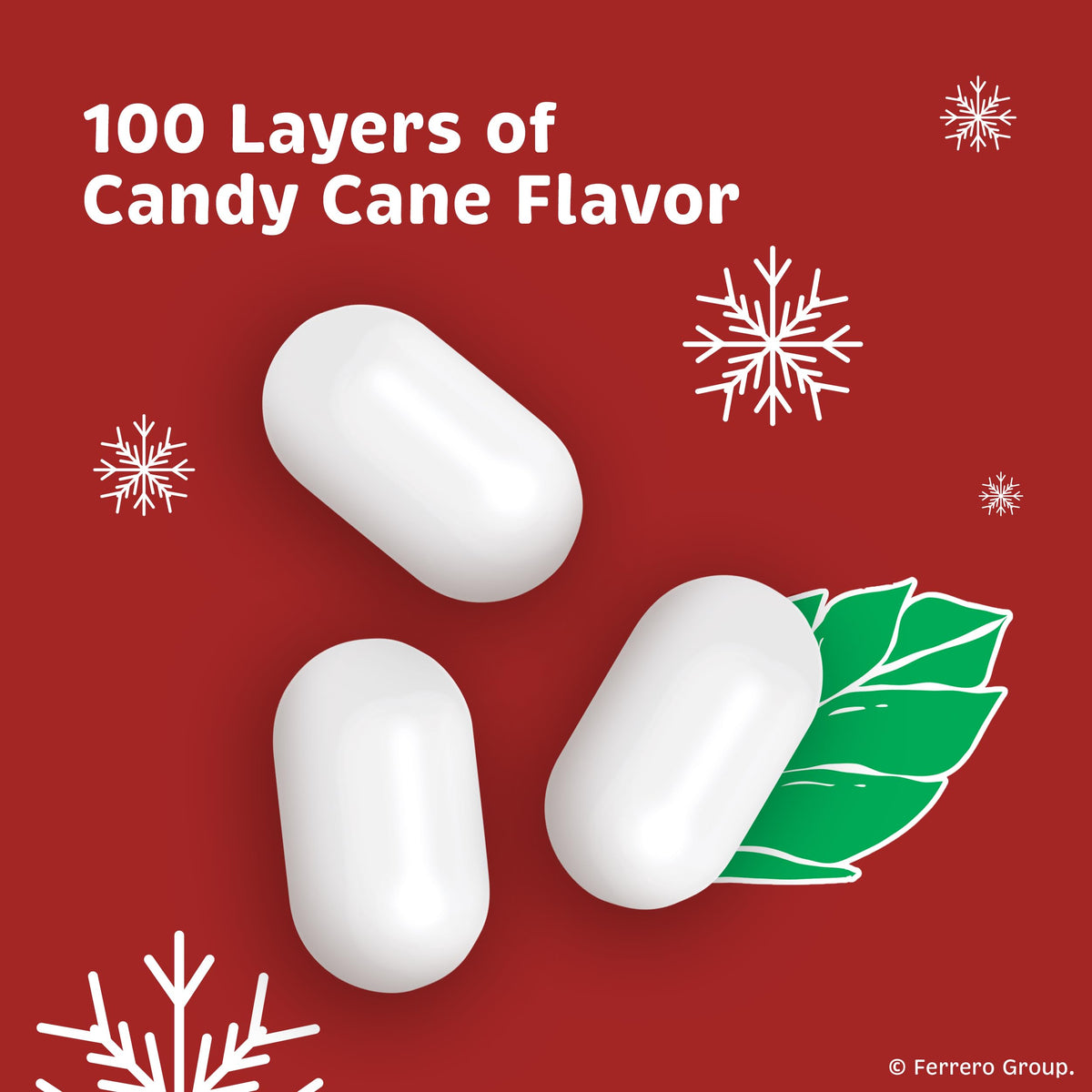 Tic Tac Candy Cane mint close-up showing layered flavor detail.