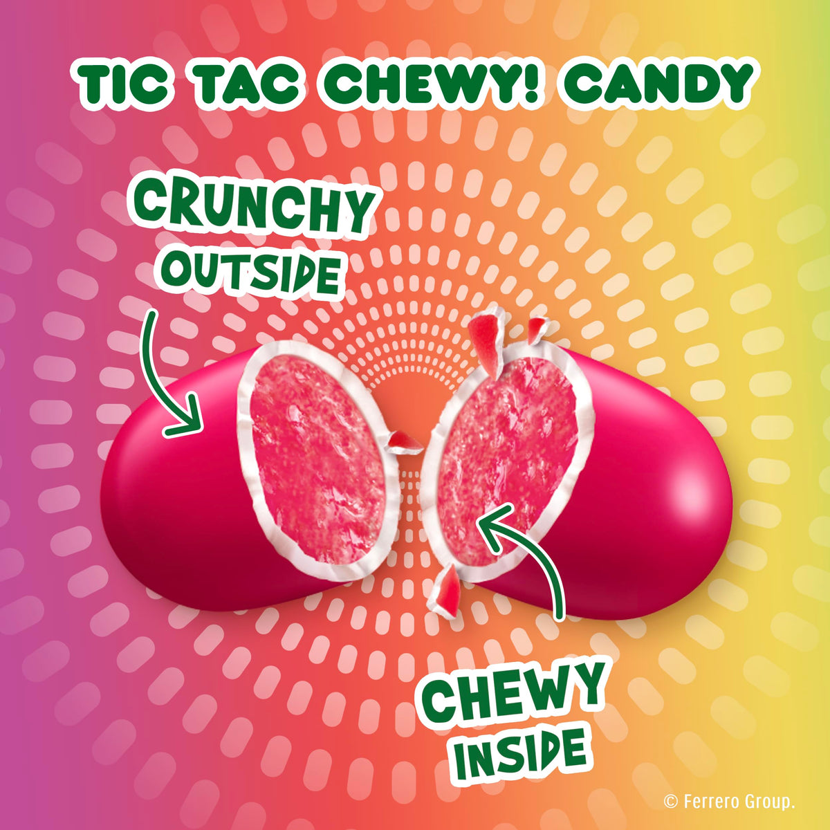 TIC TAC CHEWY lemon flavor, zesty and refreshing bite.