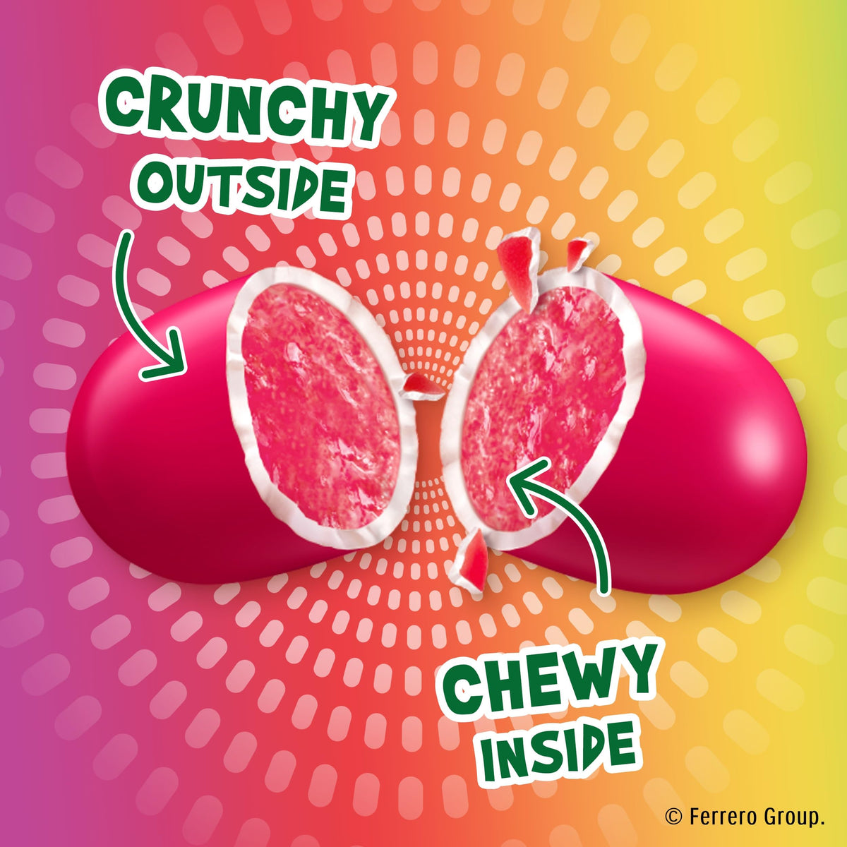 TIC TAC CHEWY Fruit Adventure chewy center reveals rich fruity flavors, great for lunch boxes
