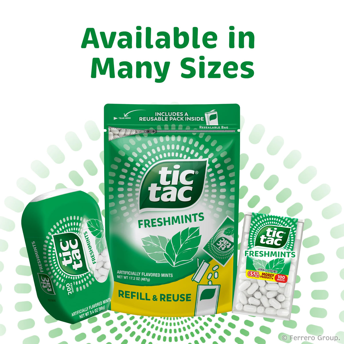 Tic Tac Freshmint travel-friendly pack for trips and errands.