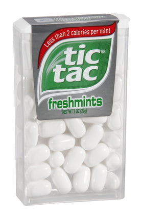 Tic Tac Freshmints value pack 24-count, portable mint freshness on the go.