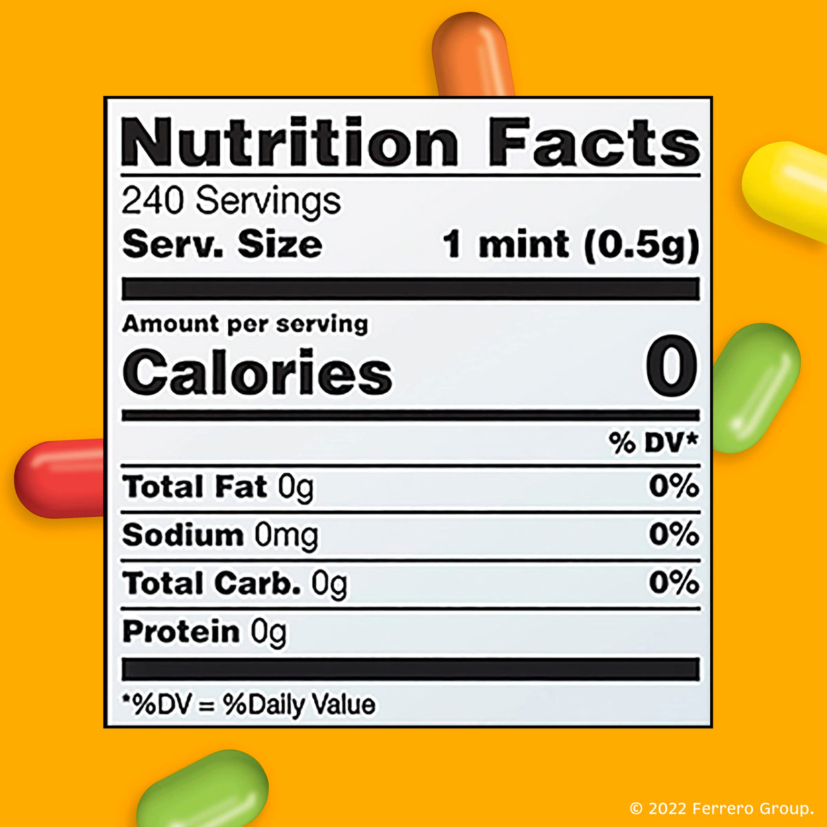 Tic Tac Fruit Adventure bottle back showing gluten-free and GMO-free mint