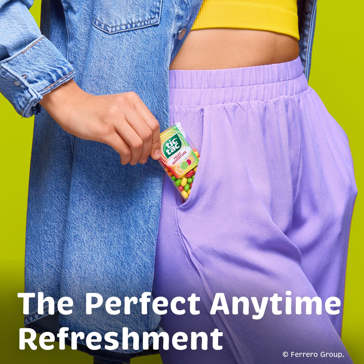 Pocket-sized Tic Tac Fruit Adventure pack fits in a pocket
