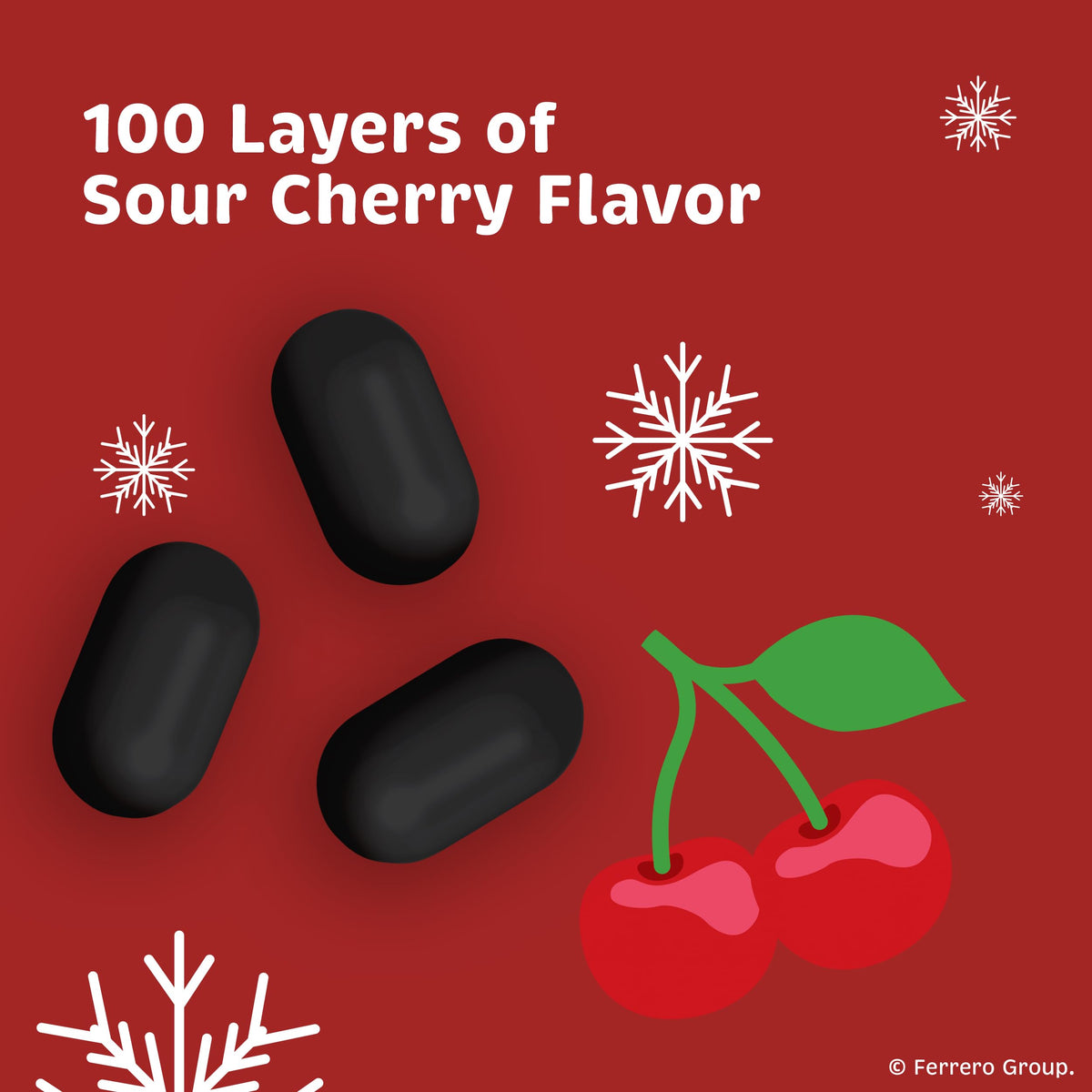 Tic Tac Naughty or Nice Lumps of Coal Sour Cherry mint closeup reveals a 100-layer flavor profile.