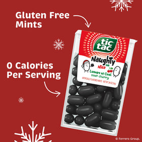 Tic Tac Naughty or Nice Lumps of Coal Sour Cherry mint glossy texture ready for on-the-go snacking.