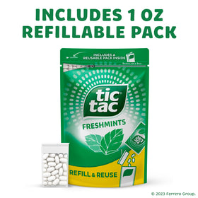 Tic Tac on-the-go pocket-pack, compact mint refreshment wherever you travel.