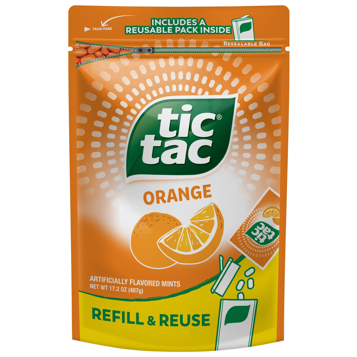 Tic Tac Orange bulk bag ready for easy stocking and sharing.