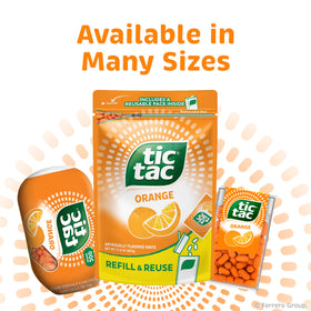 Tic Tac Orange in-hand demonstrates portable freshness.