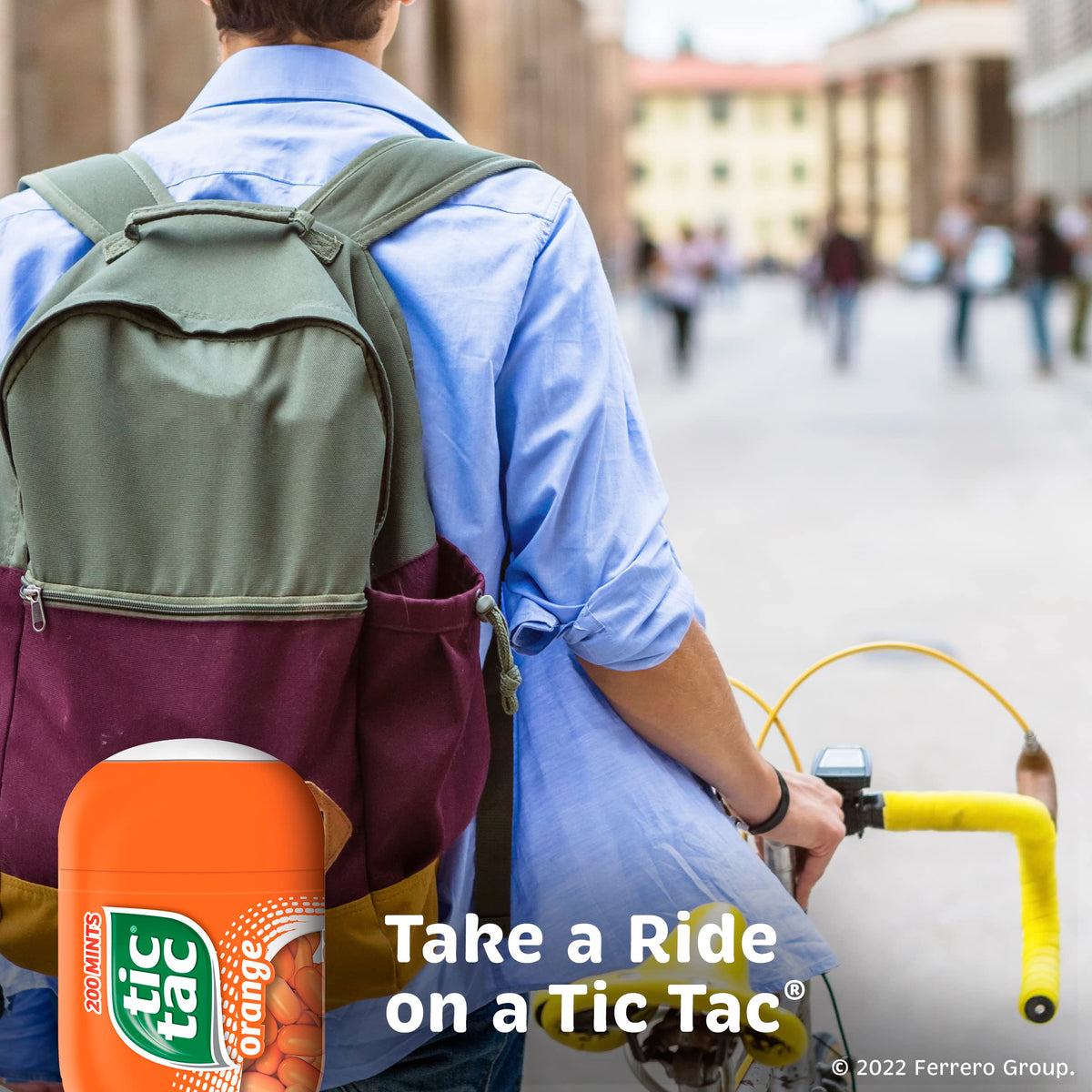 Tic Tac orange mints compact display, convenient for quick after-coffee moments.