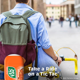 Tic Tac orange mints compact display, convenient for quick after-coffee moments.