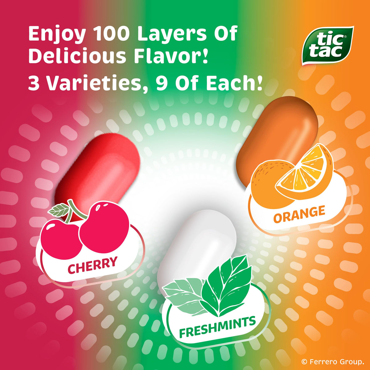 Tic Tac Orange pack close-up showing citrus zest