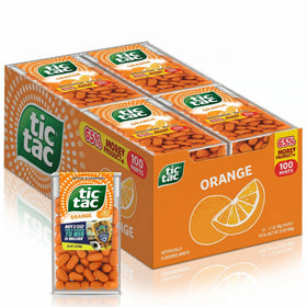 Tic Tac Orange pack front showing portable mint refreshment.