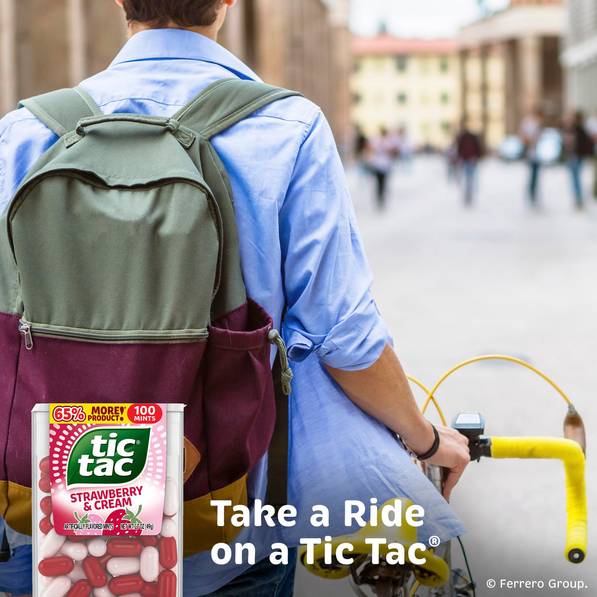 Tic Tac Strawberry and Cream pack open, mints ready to share.