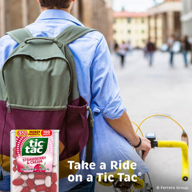 Tic Tac Strawberry and Cream pack open, mints ready to share.