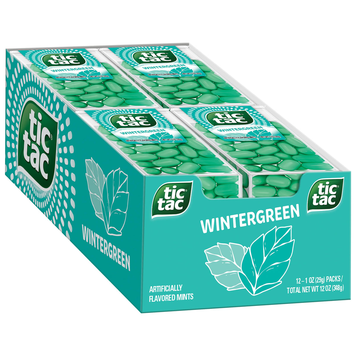 Tic Tac Wintergreen mints 12-pack display, perfect for sharing on the go.