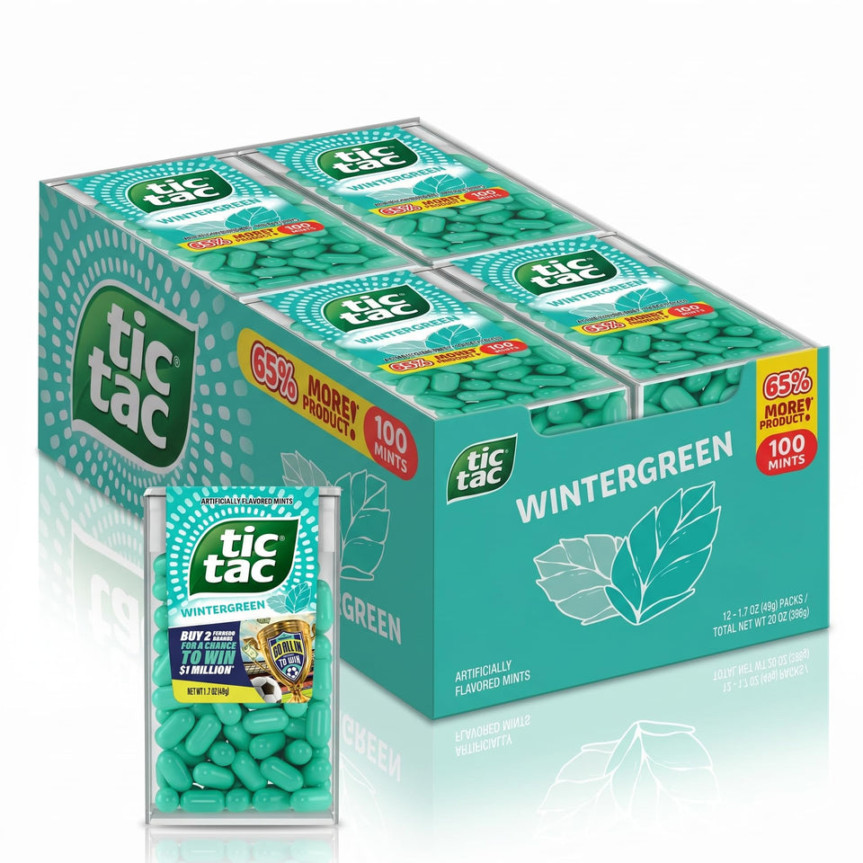 Tic Tac Wintergreen bulk 12-pack box for convenient sharing on the go